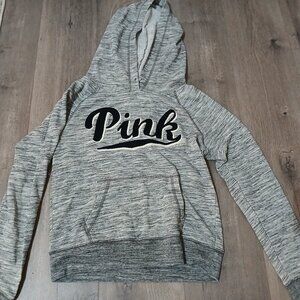Victoria Secret Pink Women's Hoodie Sweatshirt, Size Small, Grey/Black/White